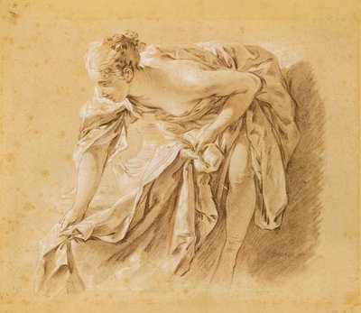 Teilweise nackte Frau beim Baden von François Boucher